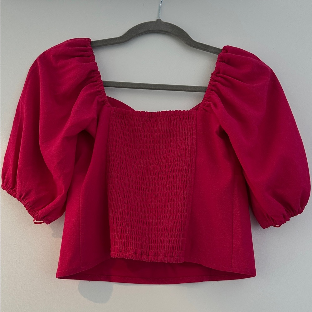 NEW Abercrombie & Fitch Pink Puff Sleeve Top - Picture 4 of 5